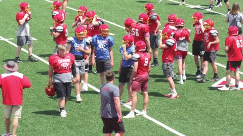 The Titan Football Team and coaches prepare for the 2021 season during drills and plays at the Pittsburg State University Team Camp, Saturday through Monday at Carnie Smith Stadium in Pittsburg. The Offensive and Defensive Lines are back at Pitt today for lineman camp at 8 a.m. and the Skills Camp Combine will be tomorrow at 11 a.m. Courtesy Photo.