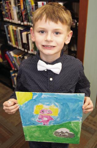 Connor Crain, second grader, created this work of art. His piece was on display at the Columbus Public Library.