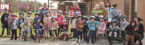 Park Elementary School held their annual trike- a-thon for St. Jude’s recently. Members of the morning pre-K classes assembled with some of their teachers after the event.