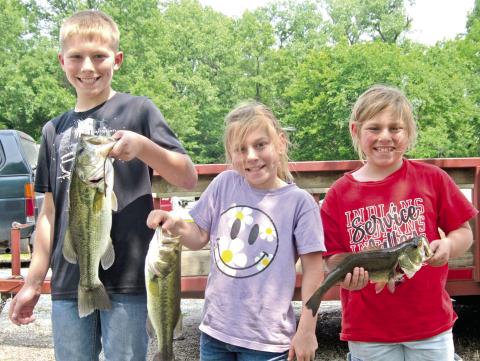 Tate Godfrey received the ”Big Fish” plaque at the 47th Annual Cherokee Sportsman’s Association, with his 2.32-pound bass. His sisters were right behind him with Mattie catching a 1.47-pound bass and Mia landing a 1.43-pounder. The event was held at the Sportsman’s Club Saturday afternoon.