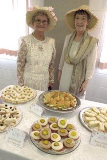 Hostesses for the February 6 Chapter BT of P.E.O. International luncheon tea were Alma Cook and Betty Karnes. Courtesy photo.