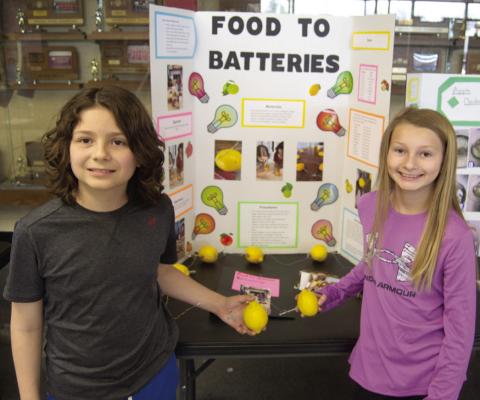 This experiment by Emerson Walker and Paisley Buergin proved it was possible to make electricity from food. They found lemons would produce the most electricity.