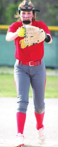 Lady Titan Sophomore, Mady Garcia, pitched the second game of the junior varsity double header with Pittsburg, Thursday, on Rockette Field. The Lady Purple Dragons took the win, 8-5.
