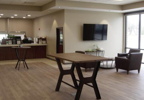 The spacious lobby offers a welcoming and comfortable atmosphere to customers and visitors alike.