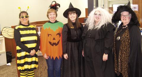 When Halloween coincides with Customer Appreciation Day, its a good time to dress up. Sonja Duley, Janette Crain, Melissa Carroll, Heidi Smorstad and Patty Dunnic were a festive crew.