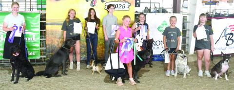 Heritage Youth Association, FFA and 4-H members participated in the Showmanship class during the Cherokee County Dog Show held during the fair. Ribbons were awarded for their efforts.