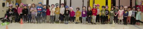 Park Elementary morning Pre-K students participated in the annual trike-a-thon to raise funds for St. Jude’s Children’s Hospital. Due to weather issues, the morning students had to pedal in the cafeteria. That didn’t hinder their determination to complete the course.
