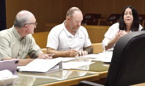 Residents flooded the district courtroom Monday morning in attendance of what was originally planned as a public hearing on exceeding the revenue neutral rate. Cherokee County Commissioners Jack Garner, Cory Moates and Myra Frazier (above) engaged with an audience of more than 100 residents (below), hearing concerns on a potential budget increase for 2027.