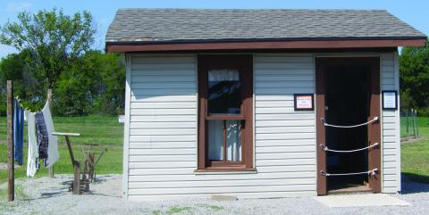 New renovations have taken place on the 1900’s miner’s cabin currently on display at Big Brutus Park. The cabins were sometimes built on skids so they could be moved to new mine locations.