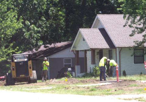 Workers continue progress on the Safe Route to School sidewalk replacement program. The grant helps build new sidewalks. The Maple Street project and East town project are currently underway. Wednesday water service in West town was disrupted due to the contractor striking a water line.