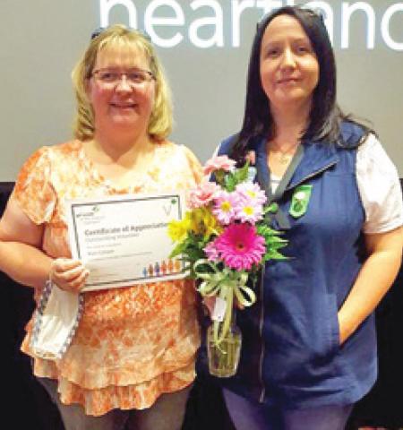 Kim Linam was awarded Outstanding Volunteer award at a recent leaders’ appreciation dinner. Cassy Spoonemore was awarded the Leadership Launch award at a ceremony held by the Girl Scouts of Missouri Heartland council in Springfield, Mo. Courtesy photo.