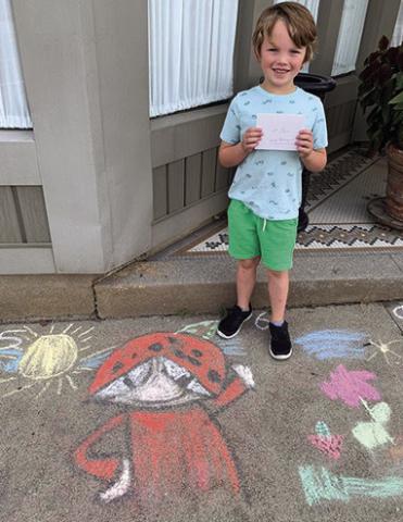 Winner of the first sidewalk chalk contest held during the Columbus Day Festival was Kai Vernon. The contest gave artists an opportunity to show their creativity to the community.