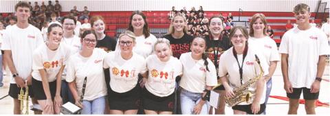 Titan Band Seniors back row: Levi Simpson, Britni Rooney, Kennedy Reichardt, Marissa Lawson, Cara Altis, Ava Allison, Alyssa Daniel, and Easton Long. Front row: Natalie Wary, Audrey Medlin, Audrey Combs, Amory Neely, Hannah Noel, and Maddie Graham.