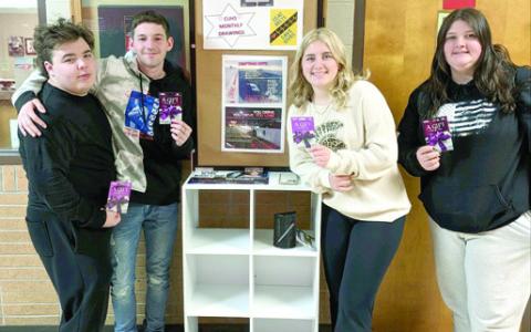 Seatbelts Are For Everyone (SAFE) program encourages students to wear their seatbelts. Each month, there is a drawing for those who completed pledge cards. At Columbus High School, drawing winners included Charles Sharp, River Sargent, Emily Benedict and Andrea Hutto. Courtesy photo.