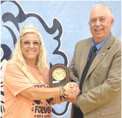 Carla Lewis was recognized on her retirement from USD247 after 26 years.