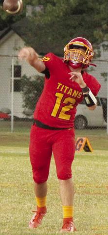 Freshman Quarterback, Jett Tanner, threw for two touchdowns and two, two-point conversions in the Titan Junior Varsity win over Galena, 30-24, Monday at Titans Stadium.