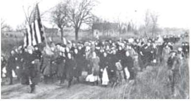 Amazon Army members staged a protest at area coal camps. Their grievances were directed toward a new state law that controlled the right to strike.