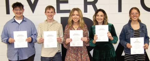 Induction of the Riverton High School National Honor Society were presented a membership certificate and a patch for their school jackets
