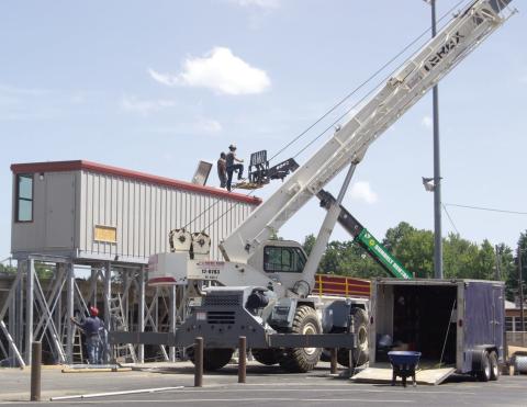 A new press box has been installed atop the bleachers at the Columbus High School football stadium. The multi story press box will accommodate photographers on the second story including livestreaming. The old press box was purchased by Bobbi Williams for $100 at auction from the Picher High School. The new press box cost over $181,000.