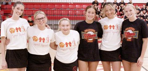 Senior Football Cheer and Dance Team members are: Natalie Wary, Football Dance; Audrey Combs, Football Dance; Amory Neely, Football Dance and Cheer; Tatum Kirk, Football Dance; Faith Williams, Football Dance; and Landrey Perry, Football Dance.