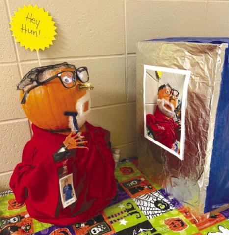 Winning first place in the Mercy annual pumpkin decorating contest went to the entry “Rob the Maintenance Guy”. Courtesy photo.
