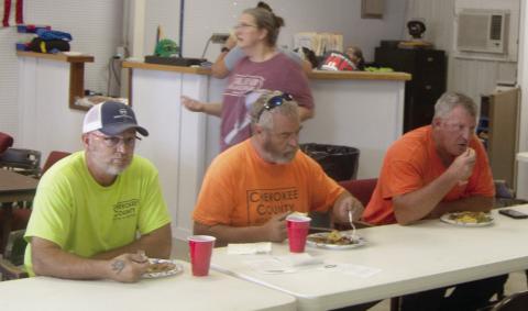 Calvin Carrico, Cloyd Ray and Jimmy Zook, from the Road and Bridge Department were in attendance at the Fair “thank you” lunch.