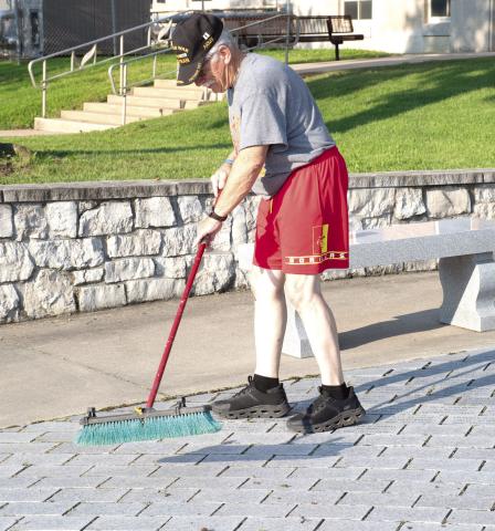 Tom Thiele spent some time cleaning up the veterans memorial at the Cherokee County Courthouse recently. The monument was brightened up just in time for the holiday.