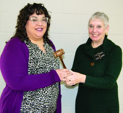 The annual passing of the gavel denoting the changing of the Chamber of Commerce presidency was held at the monthly meeting Wednesday. Rebecca DoByns, takes over the leadership of the business organization from Laura Lowry Greene the 2023 president.