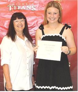 Trinity Green was the recipient of the PEO Scholarship in the amount of $500 during the Senior Assembly, May 15, at the CUHS Gym. The award was presented by Jane Rhinehart, PEO Representative.