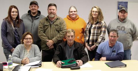 The newly elected Cherokee County Extension Board members held their first meeting Thursday night in the Extension office board room. Members include Jessi Cain, Brycen Hale, Rodney Oels, Kim Scott, NaCole Capron, Greg Jones. (front) Lori Scott, Scott Williams and E.D. Stone.