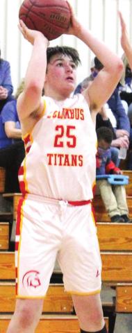 Titan Eighth Grader, Jack Vilela scored 17 points in the Central 8A win over St. Mary’s-Colgan, 44-29, Tuesday at the CUHS Gymnasium.
