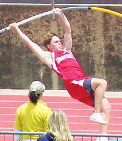 Baxter Springs Lion Senior, Kip (Kenneth) Sheffer placed fourth in the Pole Vault at the Kansas Class 3A State Track and Field Meet, Friday, at Wichita State University’s Cessna Stadium. Photo by Dee Riley.