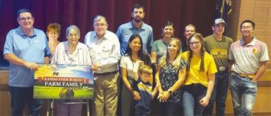 Farm Bureau’s 2023 Farm Family of the year was the Evans family. Accepting the award were Jay Evans, Debbie Evans, Jim Evans, Judy Evans, Jennifer Coberley, Justin Coberley, Andrew Coberley, Anna Coberley, Mike Evans, Hilary Evans, Wiley Evans, Callie Evans and Jace Evans. Courtesy photo.