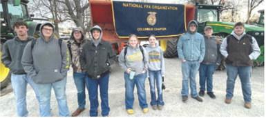 Celebrating FFA week the Columbus High School members kicked off the celebration by driving their tractors to school. See photos of the students with their tractors in the B section of today’s Columbus News Report. Courtesy photo.