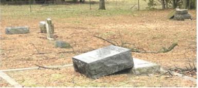 Approximately 20 headstones have been damaged or destroyed in an area cemetery. Star Cemetery is located two miles west of West Mineral. A private $1,000 reward has been offered for information leading to the identification and conviction of those responsible. Courtesy photo.
