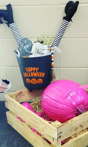 First place in the Mercy Columbus Pumpkin decorating contest was a momma pig and her babies. Morgan Lero and Jerrica Conrad were the creators of this farm themed entry.