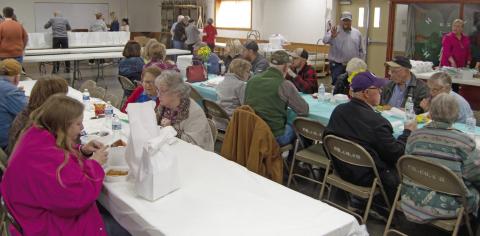 The tables were filled in the 4-H Center as some of the visitors would leave their place was quickly taken by those coming in. Keith and Carla Karsten are well known in the community and there were well over 30 people helping in the project.