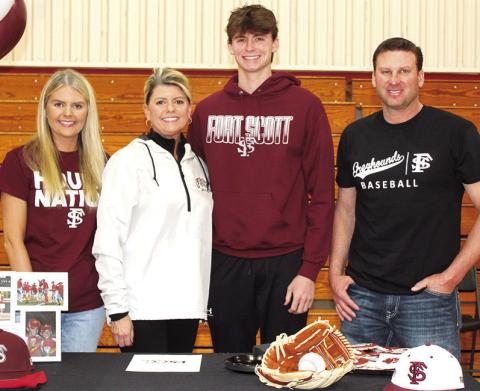 Titan Senior Kolt Ungeheuer, signed a National Letter of Intent to continue his baseball career with the Fort Scott Greyhounds. In recognition of National Signing Day, the first Wednesday of February, a ceremony was held Monday at the CUHS Gymnasium for seven Titans extending their careers to the college level. Kolt’s signing was witnessed by sister, Kamryn and his parents, Kathi and Kolby Ungeheuer.