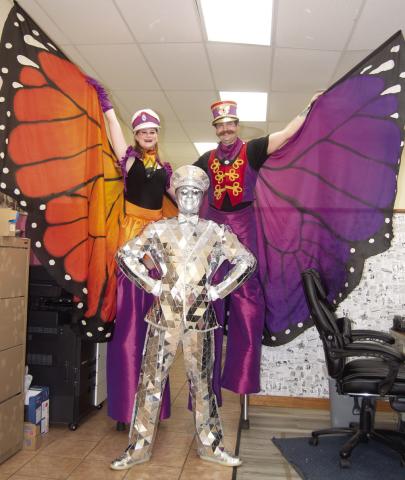 Stilt walkers as well as other types of street performers will be at the annual Columbus Day Festival. Make plans to attend. Remember, the balloon regatta has moved to Southwest 20th Street this year.