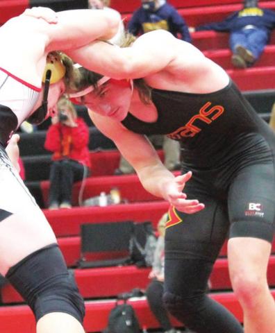 Titan Landon Proffitt, wrestles at the Burlington Total Team Varsity Tournament, Saturday in Burlington. Landon improved his record to 12-6 with his fourth place finish at the tournament. He will be recognized on Senior Night, Friday at the CUHS Gym. Courtesy photo.
