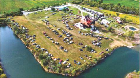 A drone photo of the crowd attending the Big Iron Overland Rally and Concert this past week-end at Big Brutus. This was the fourth year the rally was held in the park. Photo by Cody Morris.