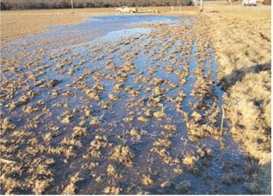 Crews with Cherokee County Rural Water District 3 have been kept busy with the cold weather. The ground freezing is causing breaks throughout the district. Recently crews were out beginning at 6 a.m. working on broken mains, hydrants and other leaks including this one located at Southwest 10th and Highway 166. Courtesy photo.