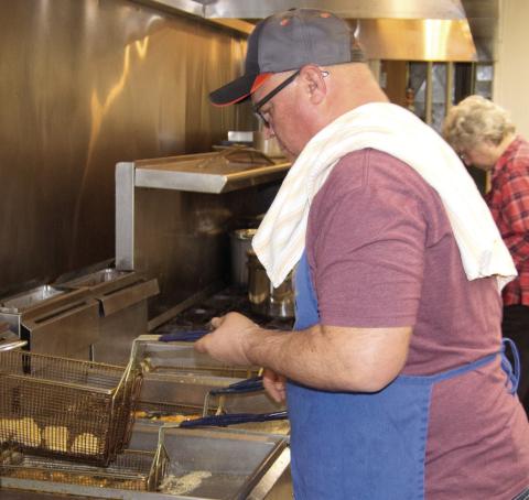 Every Friday evening through Lent the Knights of Columbus at St. Bridget’s Parish will have their annual fish fry. Chip Herrenbruck was in charge of the fryer.