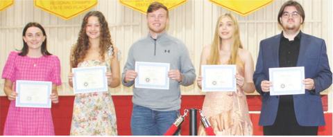 Members of the Columbus Unified High School Class of 2025 receiving Kansas Board of Regents Honor Scholar designation are Mallory Thompson, Ruby Stover, Brandon Stice, Anna Head, and Robert Graham III.