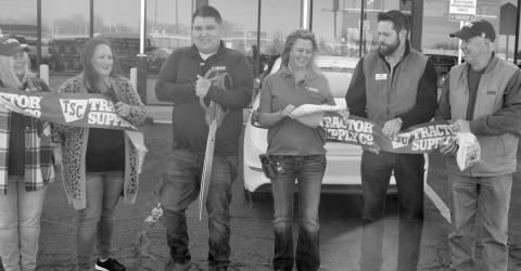 The grand opening ribbon cutting of Tractor Supply in Baxter Springs recently was held in cooperation with the Baxter Springs Chamber of Commerce. Those officiating at the ribbon cutting were Dee Riley, Jessica Moore both from the Chamber. Store manager Alex Villalpano, Assistant Manager Sherine Hankins, Jacob Patterson and Baxter Springs Mayor Kelly Abbott. Alex is the youngest store manager in the company and he was transferred from the Miami, Oklahoma store.