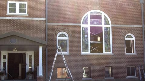 After being removed over six months ago the new stained-glass windows are being reinstalled at the First Christian Church. The renovation of the windows cost in excess of $175,000