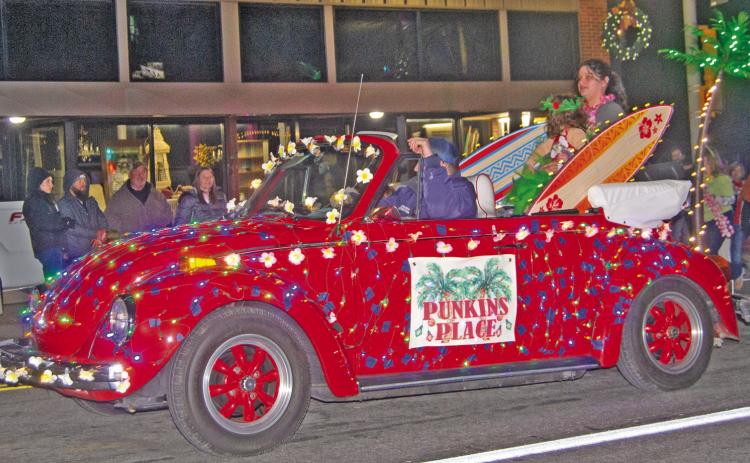 The First place float at the Baxter Springs Christmas Parade was entered by Punkin’s Place.