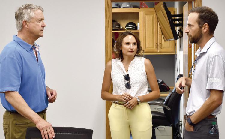 Incumbent Senator Dr. Roger Marshall made a pit stop in Columbus August 13, getting a fly-by tour of the many departments and sister companies that call the Crossland Construction headquarters their home. Mattie and Ivy Crossland led the tour, highlighting how the legacy of their grandfather, Ivan Crossland Sr., still resonates with the company today.