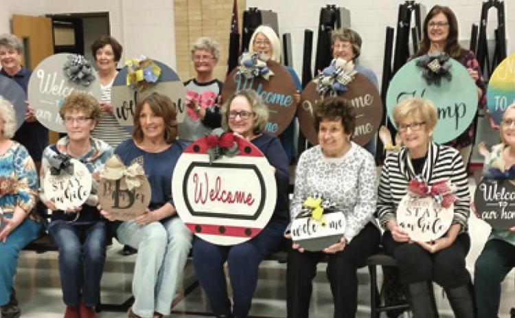 Members of the Baxter Springs Chapter BT of the P.E.O Sisterhood had a painting event at the meeting March 21. Those attending included (not in order) DeAnne Binns, Barbara Nelson, Sandra Cook, Gayla Rydberg, Toni Wolkar, Bobbi Woods, Judy Brewster, Lawana Binns, Mary Kirkpatrick, Clara Wassom, Angela Burrows, Sue Commons, Linda Crotts and Alma Cook. Guests were Carolyn Sweeney and Billie Jo Adams. Courtesy photo.