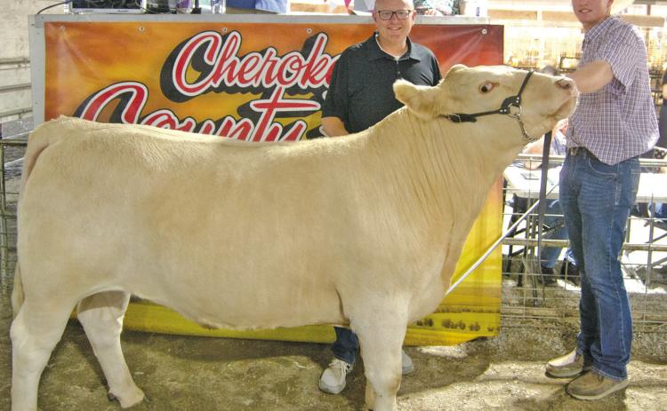 Repeating his grand championship selection for the fourth consecutive year, Columbus FFA club member Cole Youngblood showed the Grand Champion Market beef and received a $3,300 premium for his 2025 efforts from Crossland Construction.